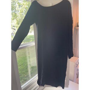 THE DROP 🆕 Black Bodycon Stretch Midi Dress with Long Sleeve